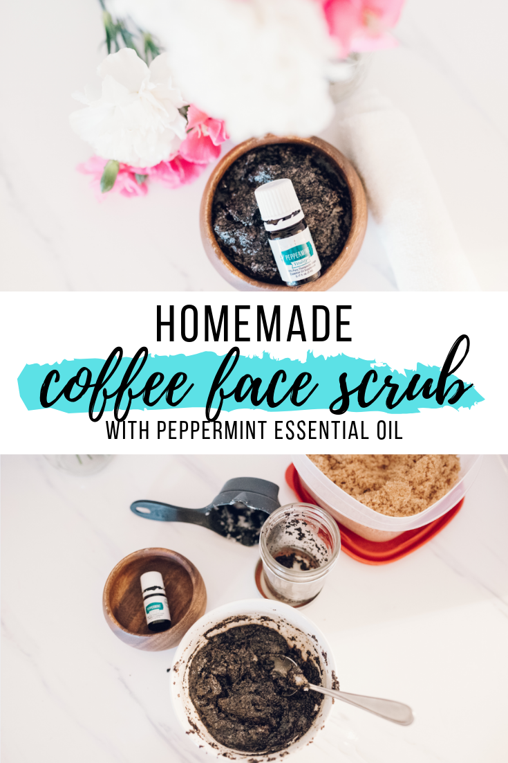 DIY Coffee Face Scrub using Peppermint Vitality Essential Oil - written by Jaclyn Quinones of Crazy Life with Littles
